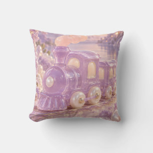 Lilac Jelly Train Pearlescent Fantasy Railway Throw Pillow