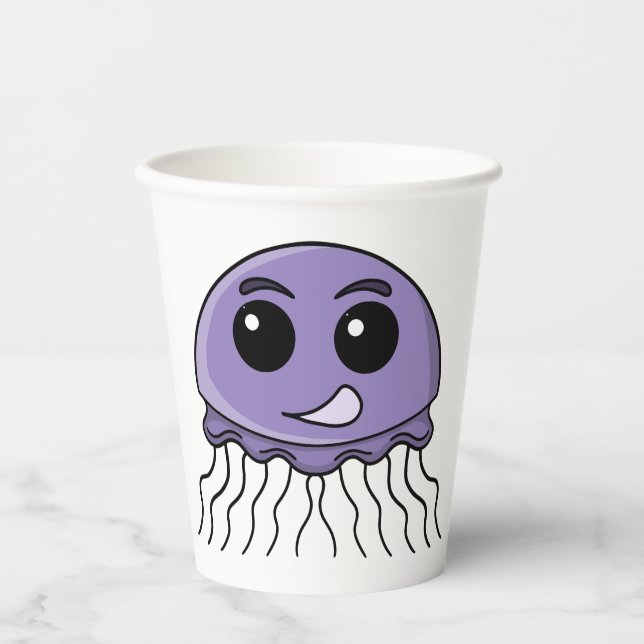 Lilac Jellyfriend Cartoon Paper Cups (Front)