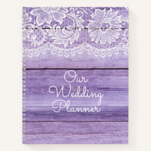 Lilac Lace and Barn Wood Wedding Notebook