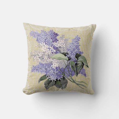 Lilac  lace floral vintage pillow