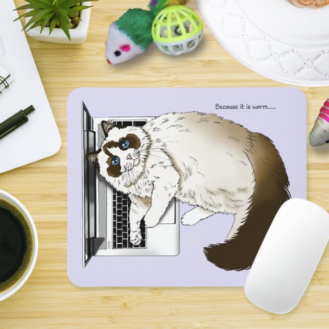 Lilac Laptop Cat Funny Cute Mouse Pad (Creator Uploaded)