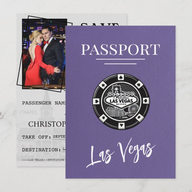 Lilac Las Vegas Passport Save The Date (Front/Back)