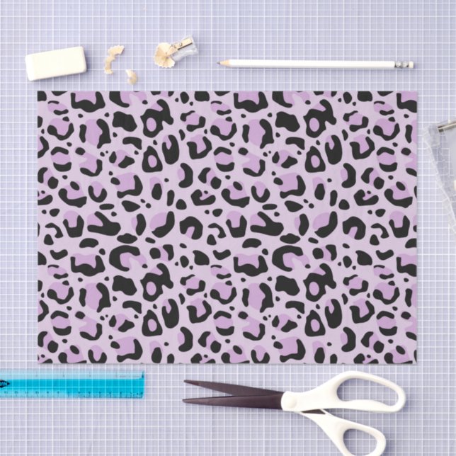 Lilac Lavender Black Leopard Print Decoupage Tissue Paper (Craft)