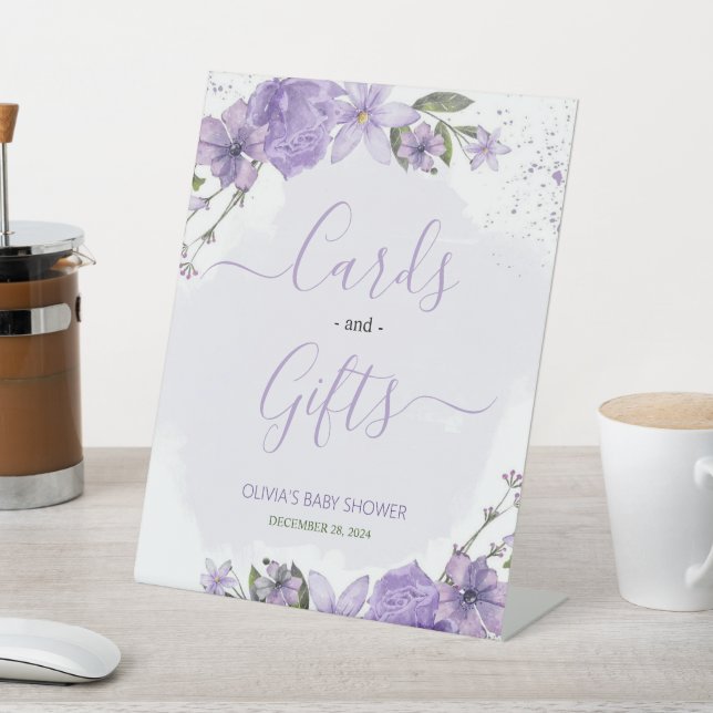 Lilac Lavender Cards and Gifts Sign (In SItu)