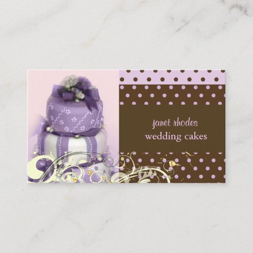 Customizable Lilac/lavender/Chocolate cake, bakery Business Card