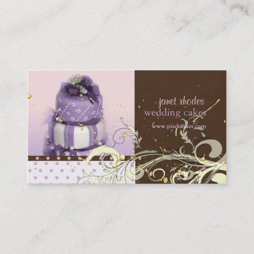 Customizable Lilac/lavender/Chocolate cake, bakery Business Card Template