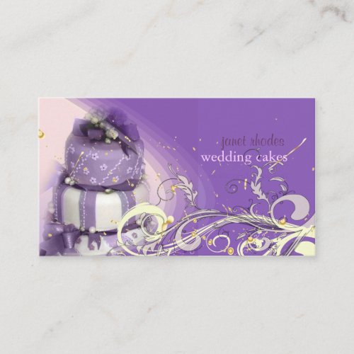 Lilac/lavender/Chocolate cake, bakery Business Card Templates