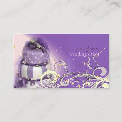 Customizable Lilac/lavender/Chocolate cake, bakery Business Card Templates