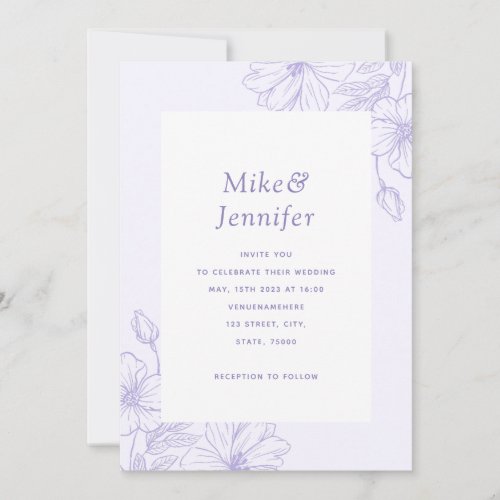 Lilac Lavender Drawn Floral Botanical QR Code Invitation