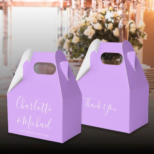 Lilac Lavender Elegant Signature Script Wedding Favor Boxes (Lilac Lavender Elegant Signature Script Wedding Favor Boxes)