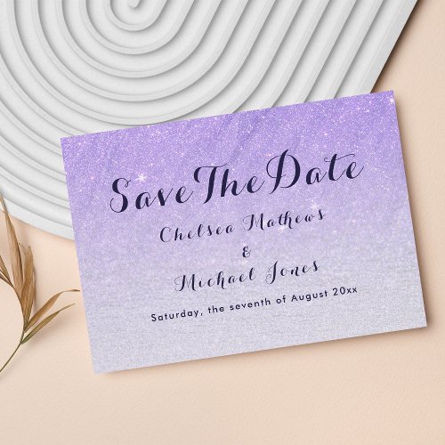 Lilac lavender faux glitter ombre Save The Date