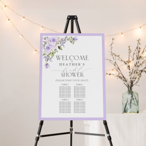 Lilac Lavender Floral Bridal Shower 4 Table Foam Board