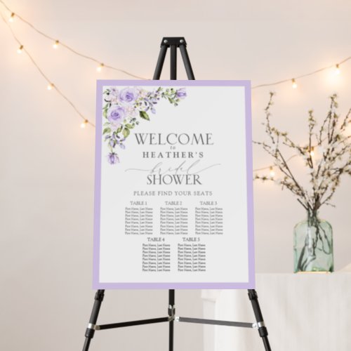 Lilac Lavender Floral Bridal Shower 5 Table Foam Board