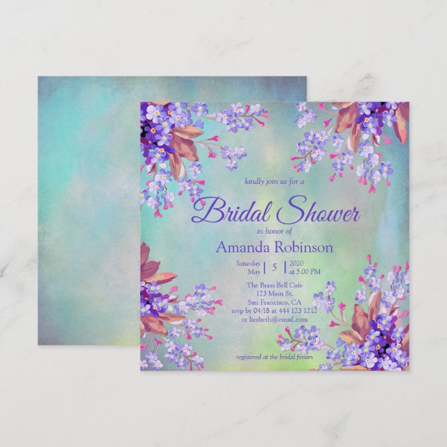 Lilac Lavender Flower Bridal Shower Invitation (Front/Back)