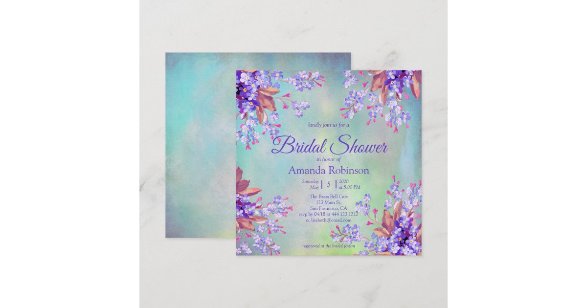 Lilac Lavender Flower Bridal Shower Invitation Zazzle