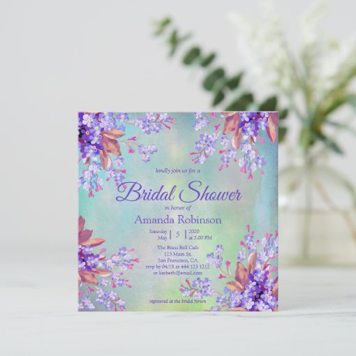 Lilac Lavender Flower Bridal Shower Invitation Zazzle