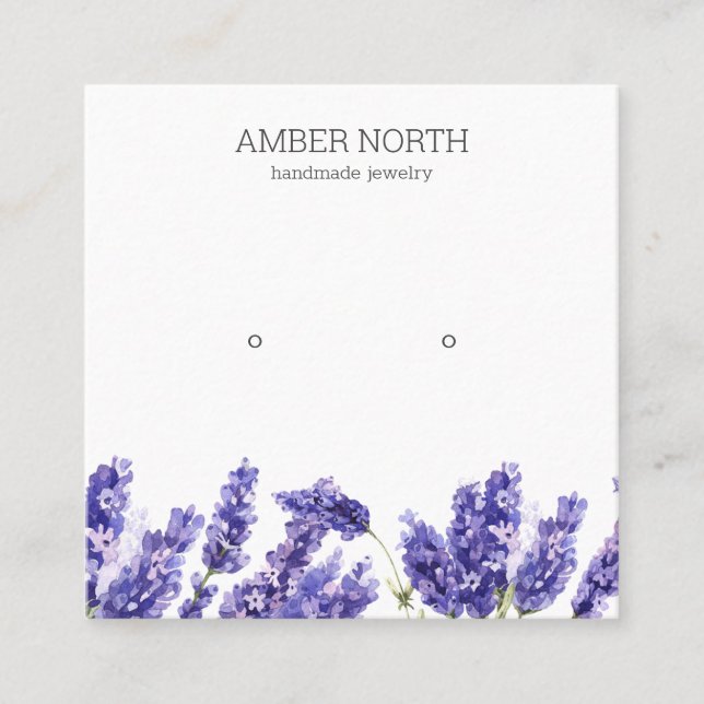 Lilac Lavender Flower Jewelry Stud Earring Display Square Business Card (Front)