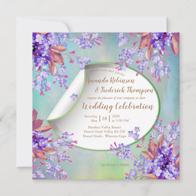 Lilac Lavender Flower Wedding Invitation (Front)