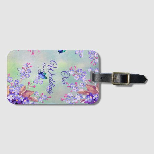 Lilac Lavender Flower Wedding Luggage Tag