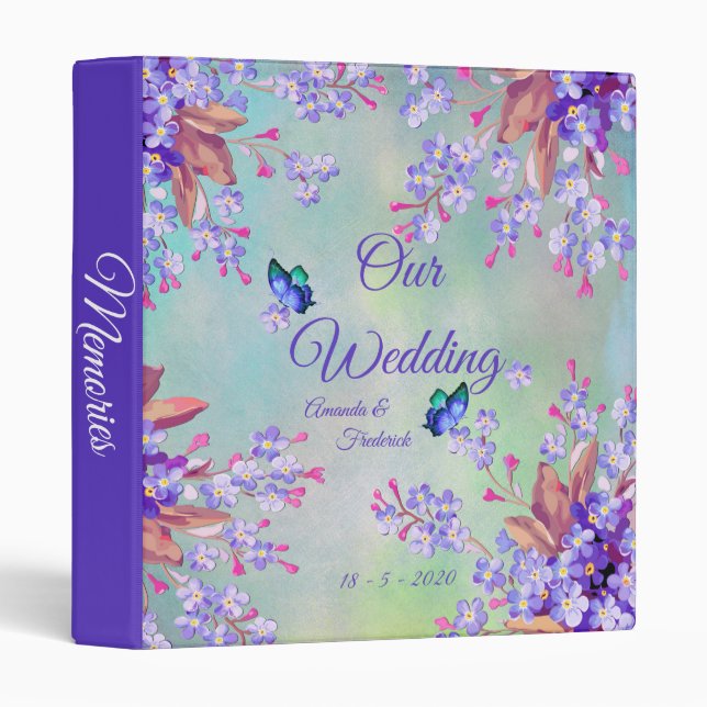 Lilac Lavender Flower Wedding photo binder (Front/Spine)