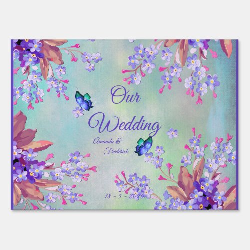 Lilac Lavender Flower Wedding Sign