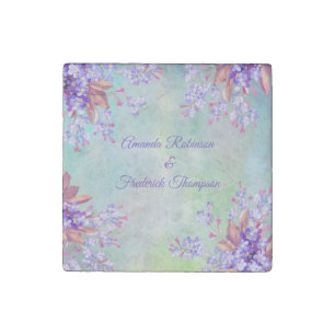 Lilac Lavender Flower Wedding Stone Magnet