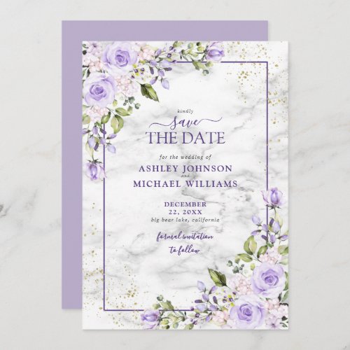 Lilac Lavender Gold Geometric Save the Date