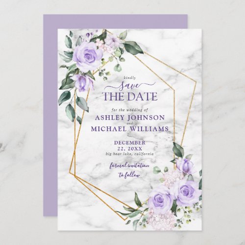Lilac Lavender Gold Geometric Save the Date