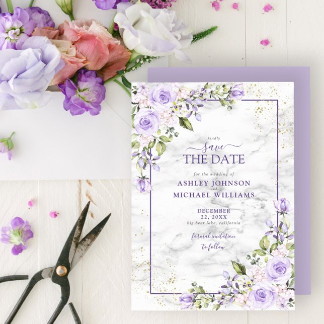 Lilac Lavender Gold Geometric Save the Date (Creator Uploaded)