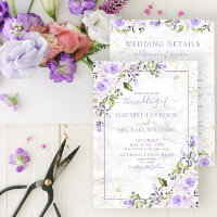 Lilac Lavender Gold Marble Floral Details Wedding