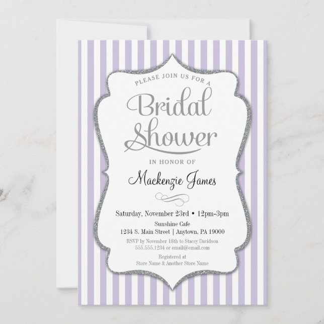 Lilac Lavender Gray Bridal Shower Invitation (Front)