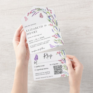 Lilac Lavender Mauve Wedding Qr Code  All In One Invitation