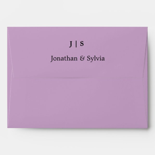 Lilac Lavender Purple Monograms Name Weddings Envelope (Back (Top Flap))