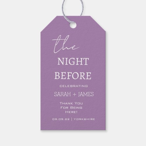 Lilac Lavender the Night Before Wedding Thank You  Gift Tags