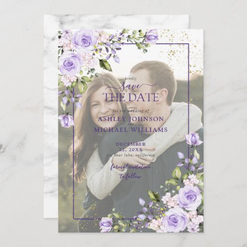 Lilac Lavender Vellum Overlay Photo Save the Date