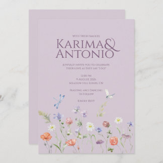 Lilac Lavender Whimsy Wildflower Invitation