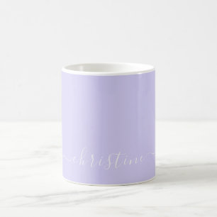 Lilac Lavender & White Minimalist Name Custom 015 Coffee Mug