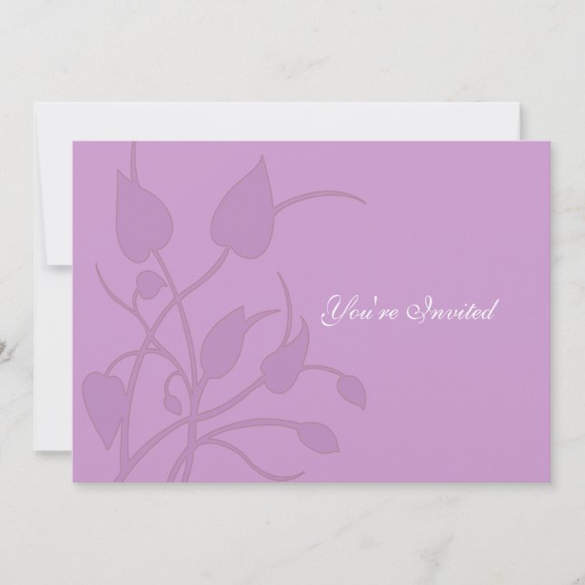 Lilac Leaf Swirl Wedding Invitation (Front)