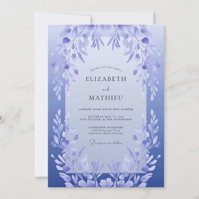Lilac Leaf Wedding Invitation (Front)