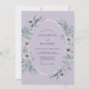 Lilac Leafy Wedding Invitation