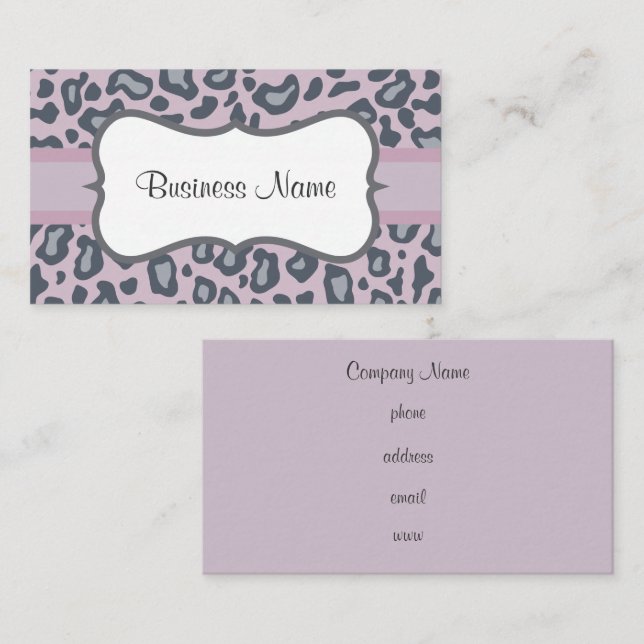 Lilac Leopard Print  Business Card (Front/Back)