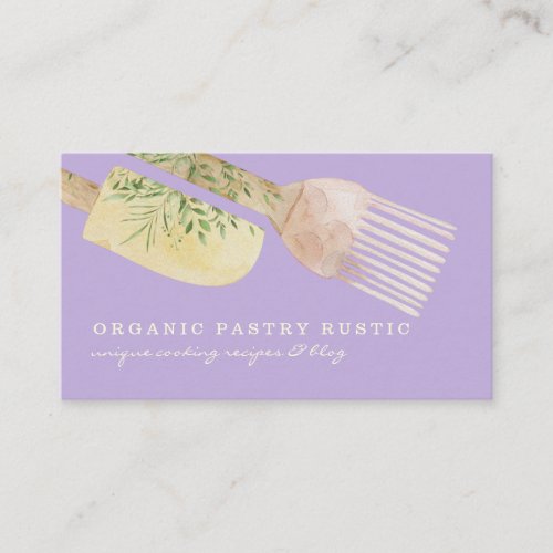 Lilac Light Purple Pastry Rustic tools Bakery Business Card