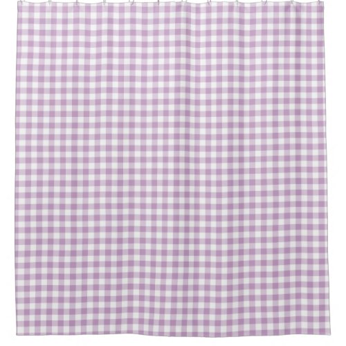 Lilac Light Purple White Gingham Checks Squares Shower Curtain