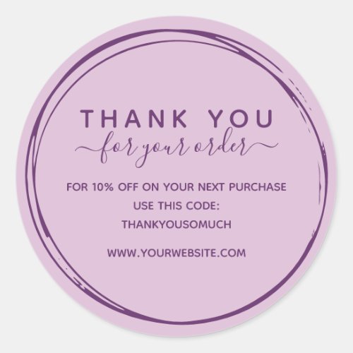 Lilac Line Circles Thank You For Order Classic Round Sticker