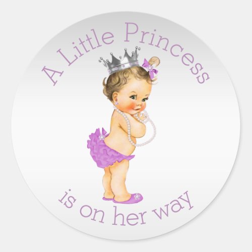 Lilac Little Princess Baby Shower Classic Round Sticker
