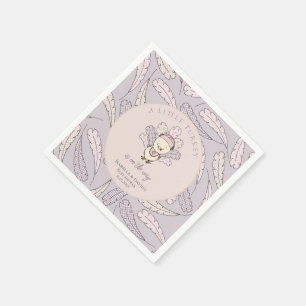 Lilac Little Turkey Feathers Fall Girl Baby Shower Napkins
