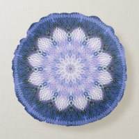 Lilac Lotus Dreaming Mandala Round Pillow