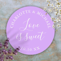 Lilac Love Is Sweet Wedding Favor  Classic Round Sticker