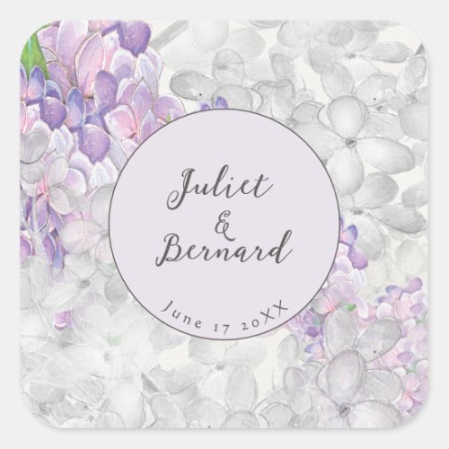 Lilac Loveliness Botanical Watercolors Square Sticker