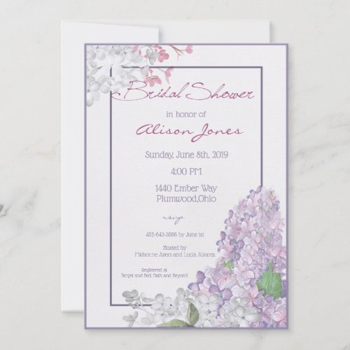 Lilac Loveliness Bridal Shower Invitation